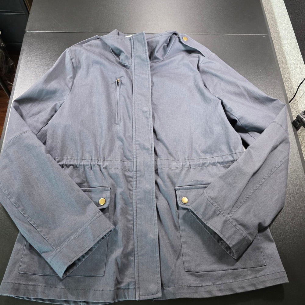 Eden Society Womens Gray Utility Field Jacket XL EJ16064 Cotton Blend Zip Snap *